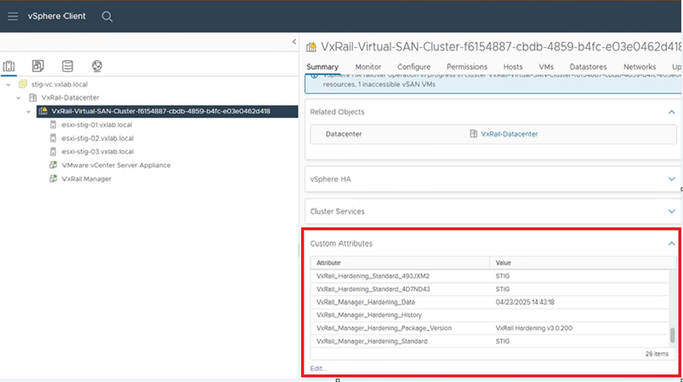 vSphere Client 自訂屬性