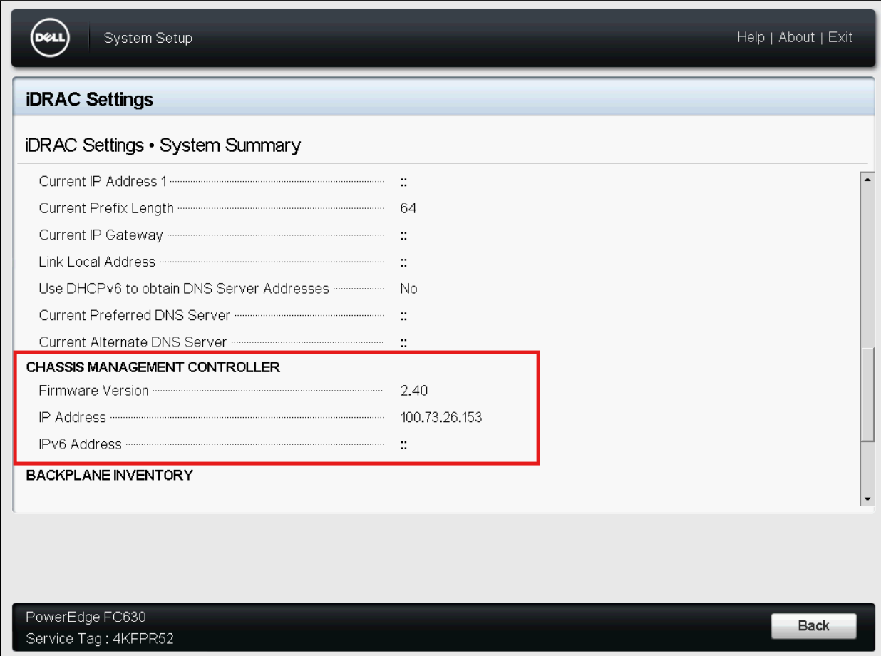 Pagina IDRAC Settings - System Summary