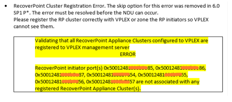 True Rep Vp Error Message VPLEX: rp validate-configuration Reports that RP Initiators are Logged ...