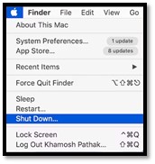 MacBook M1 Pro 또는 Max 시스템 종료