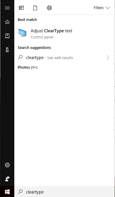 Windows Start Menu, Adjust ClearType