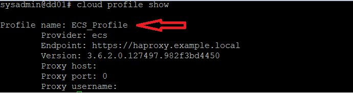output of cloud profile add command after creating a new profile