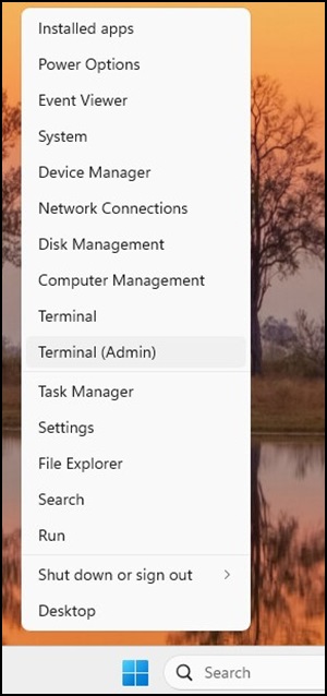 Menu Start di Windows
