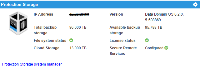 Protection Storage Dashboard