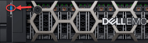 iDRAC i-knappen på PowerEdge R640-serveren