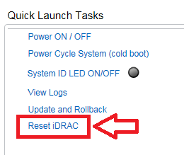 Option zum Zurücksetzen von iDRAC für iDRAC7 und iDRAC8