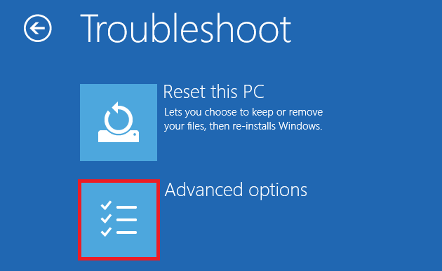 Avvio avanzato di Windows 10