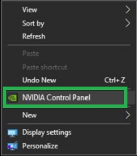 NVIDIA-ohjauspaneelin valinta