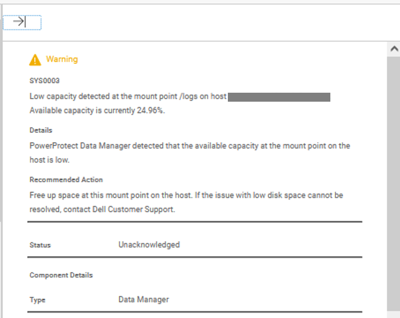 SYS0003 erro na interface do usuário do PPDM
