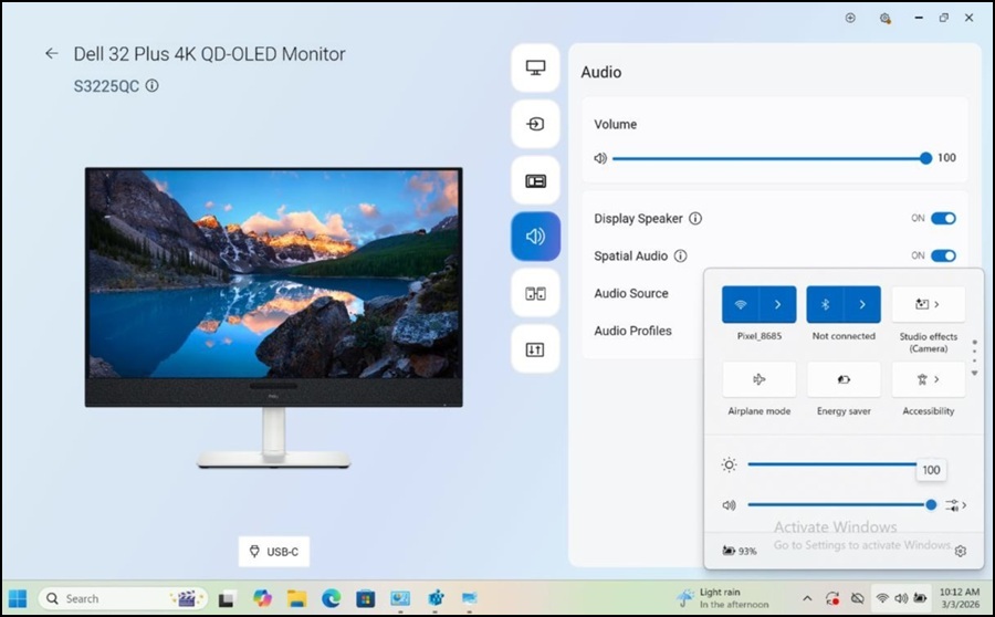 Esempio di opzioni audio di Windows