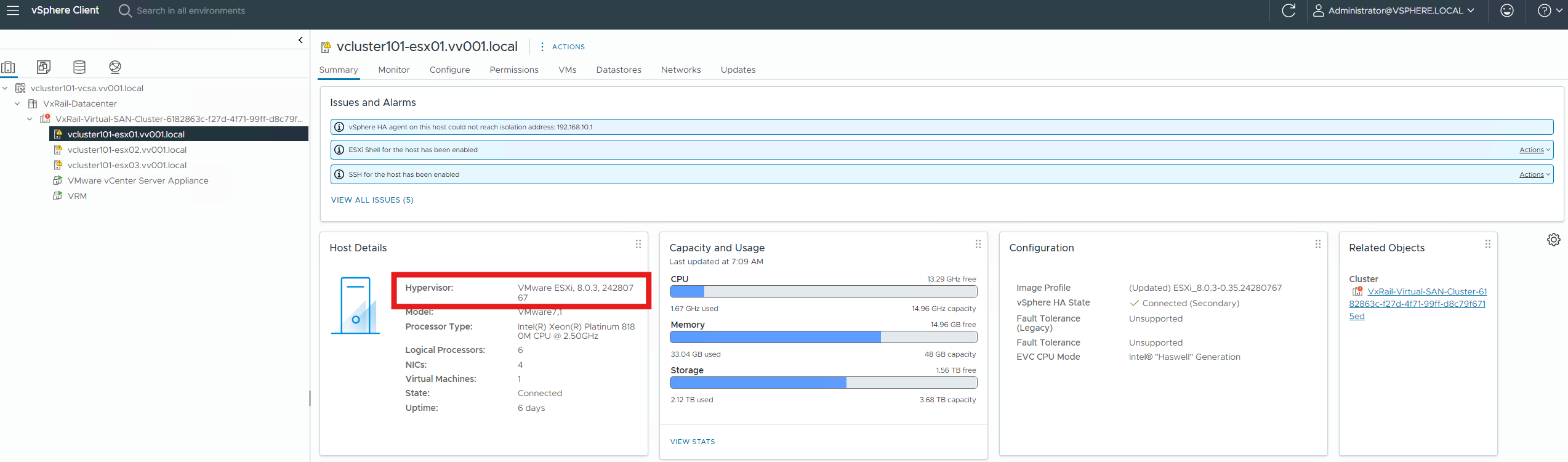 VxRail: サービスVMとESXIのビルド バージョンを確認する方法。 | Dell