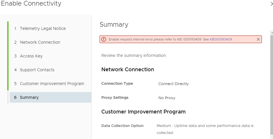 Activer l’onglet Summary de la connectivité