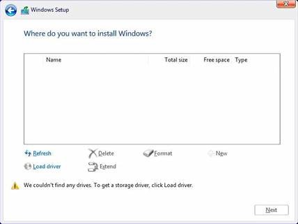 Windows-Einrichtung – Treiber laden)