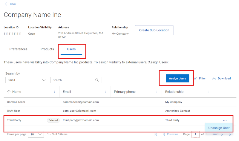 Utilisateurs Contacts externes