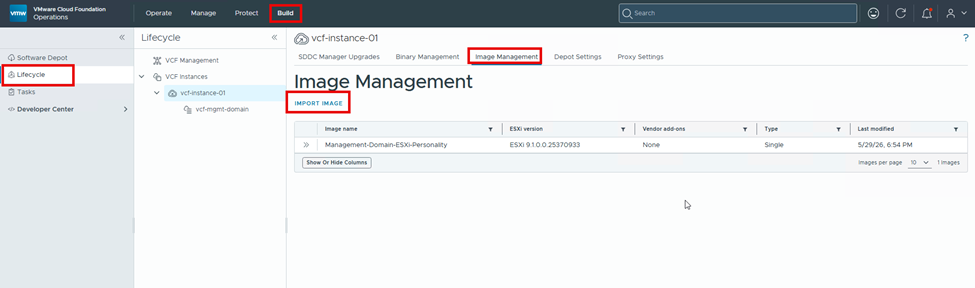 Import Image Navigation page