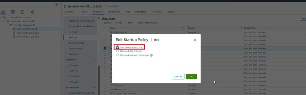 Start and stop with host