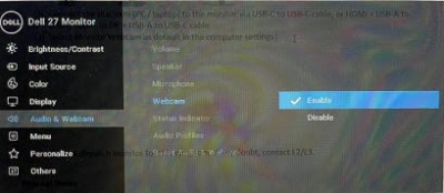 Dell S2422HZまたはS2722DZモニターでWebカメラが機能しないまたは検出