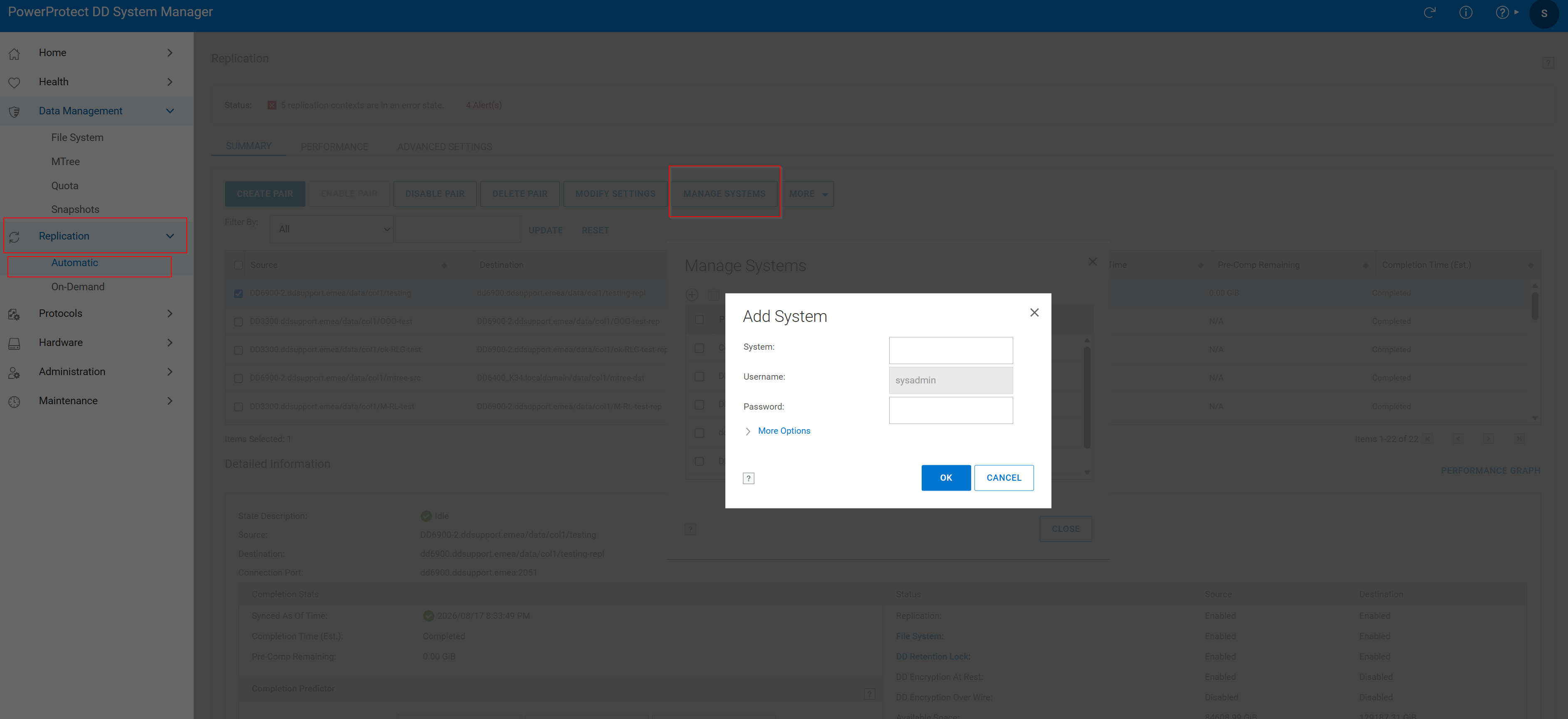 Adding another system to the system manager