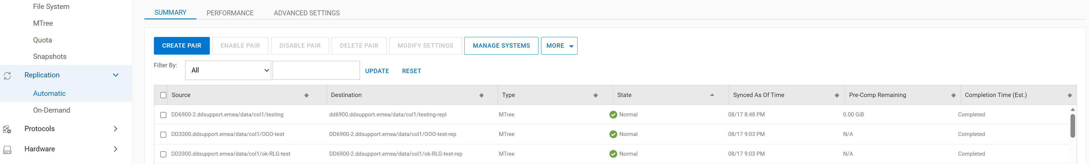 Verifying the replication pair