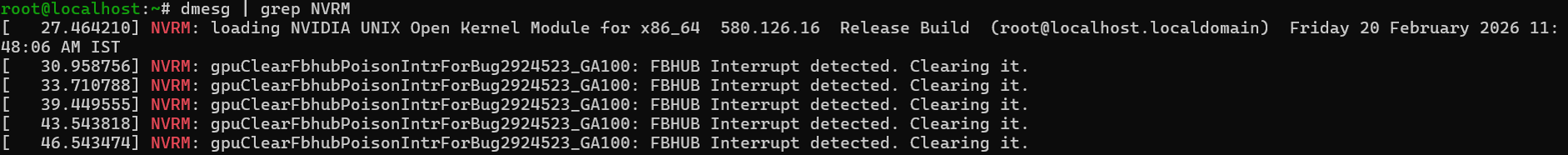 Error Message Example in Linux dmesg Log