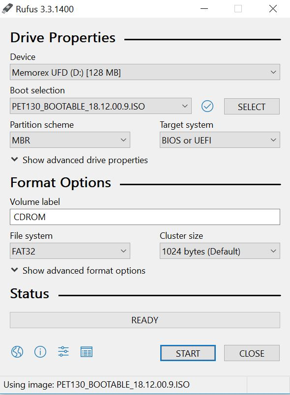 L’étape 2 de Rufus ajoute les détails de l’image afin que vous puissiez créer le support USB à partir d’un fichier ISO