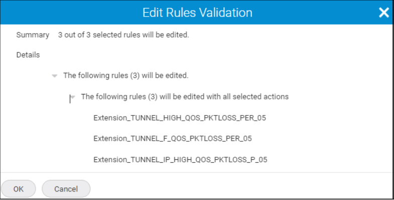 Edit Rules Validation window