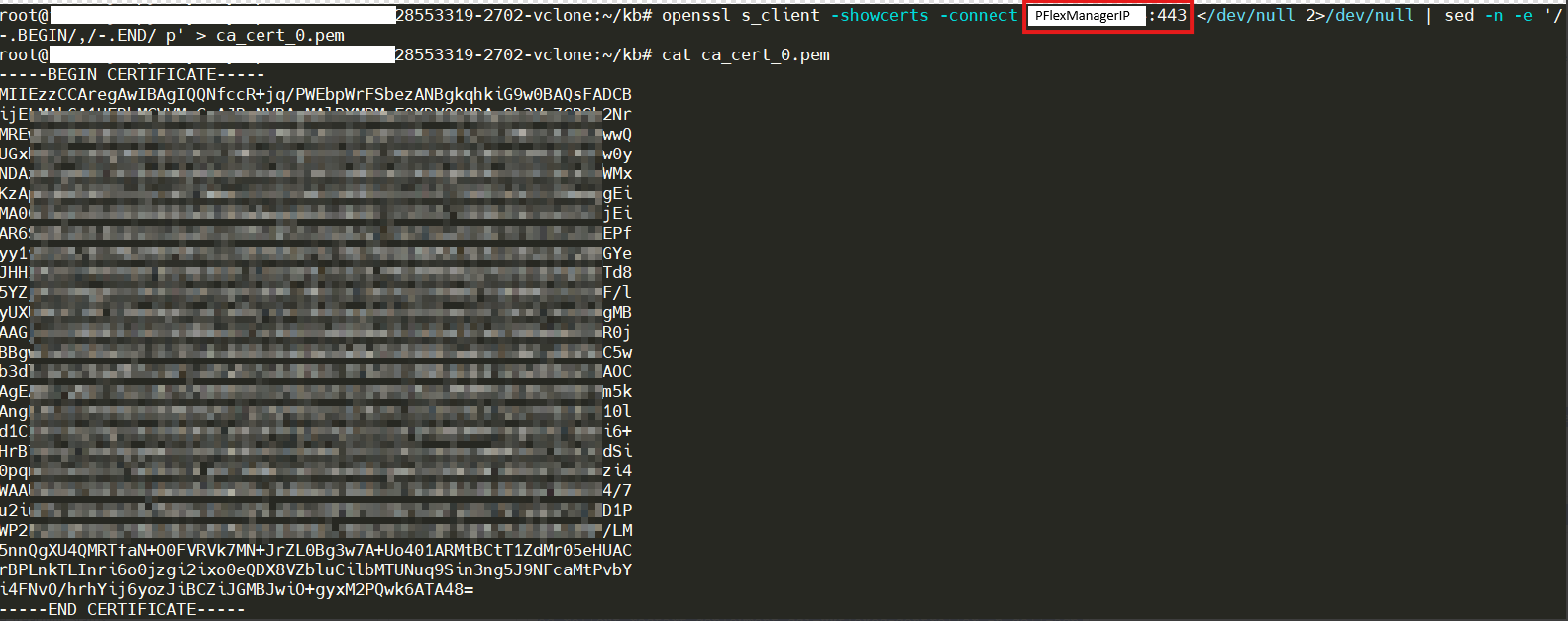 Screenshot of certificate in CLI