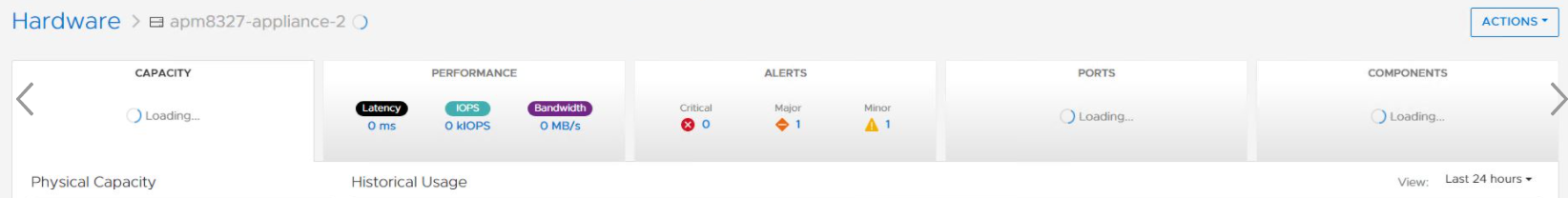 Example error on the hardware capacity tab