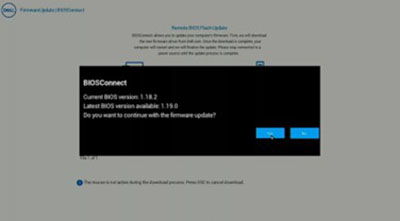 La aplicación BIOSConnect compara las versiones del BIOS