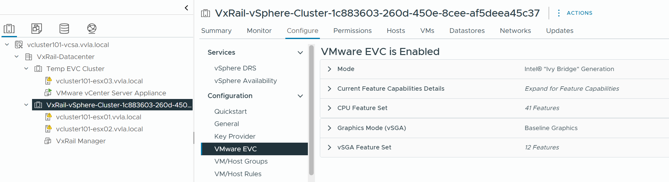 Downgrade EVC for the original cluster