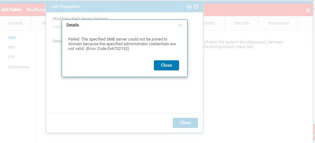 Error Message as credentials are wrong/ invalid