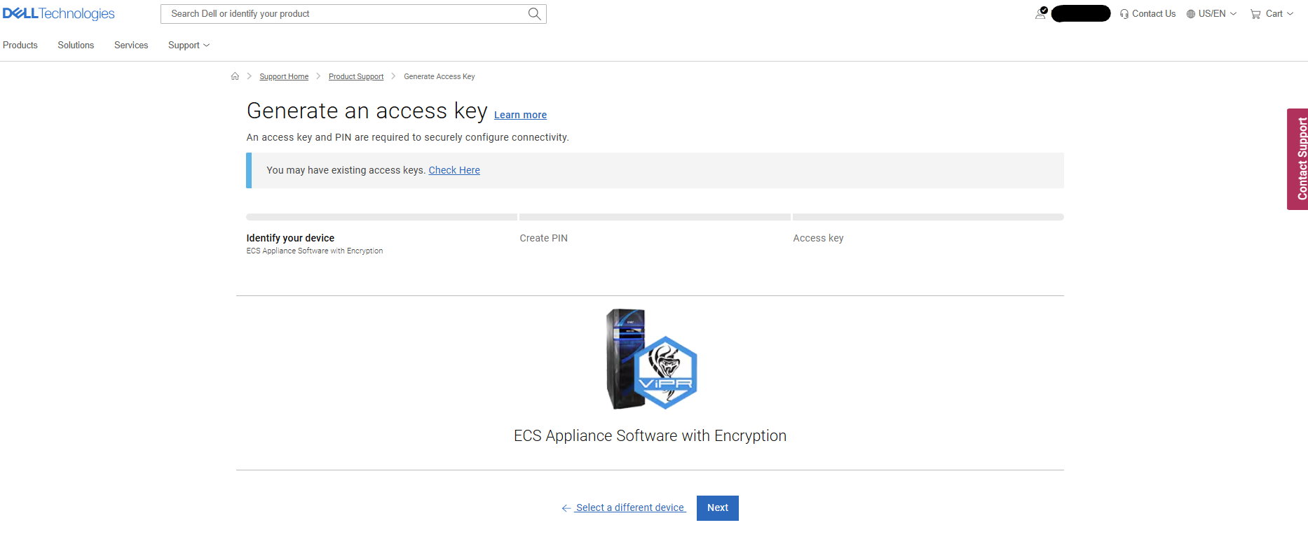 vygenerovat přístupový klíč