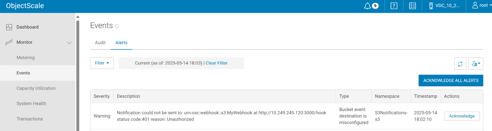 EVENT_DESTINATION_DELIVERY_MISCONFIGURED - 症狀 ID：1804