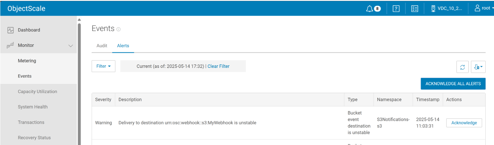 EVENT_DESTINATION_DELIVERY_UNSTABLE - 症状 ID：1806
