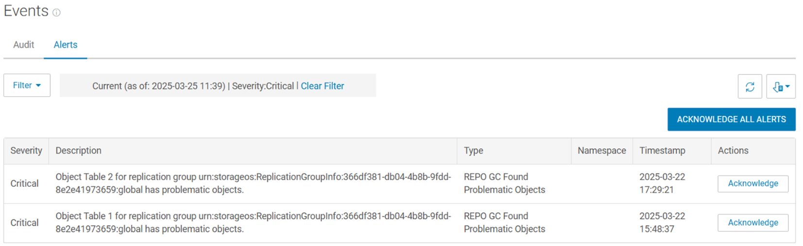 REPO GC fandt problematiske objekter - symptom-id: 1348