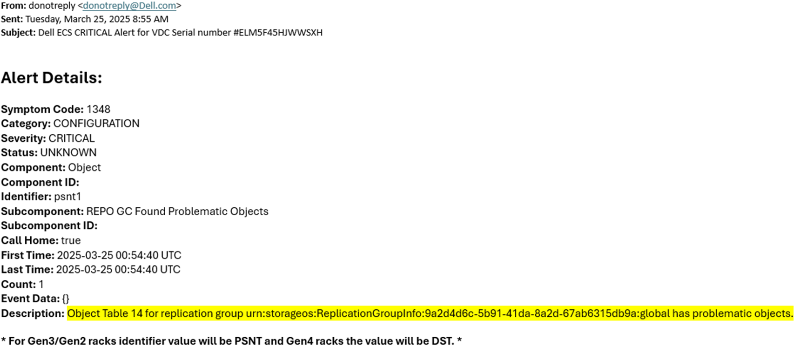 REPO GC fandt problematiske objekter - symptom-id: 1348