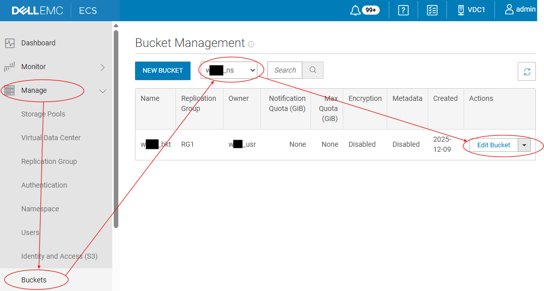 Bucket management UI