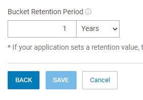 Schermata del periodo di retention di Bucker
