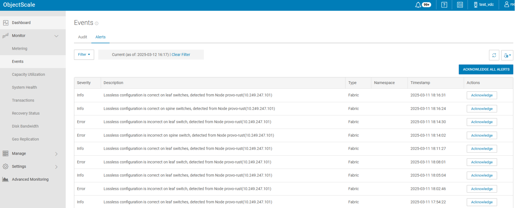 리프 스위치 무손실 구성 정상 - 증상 ID: 2079