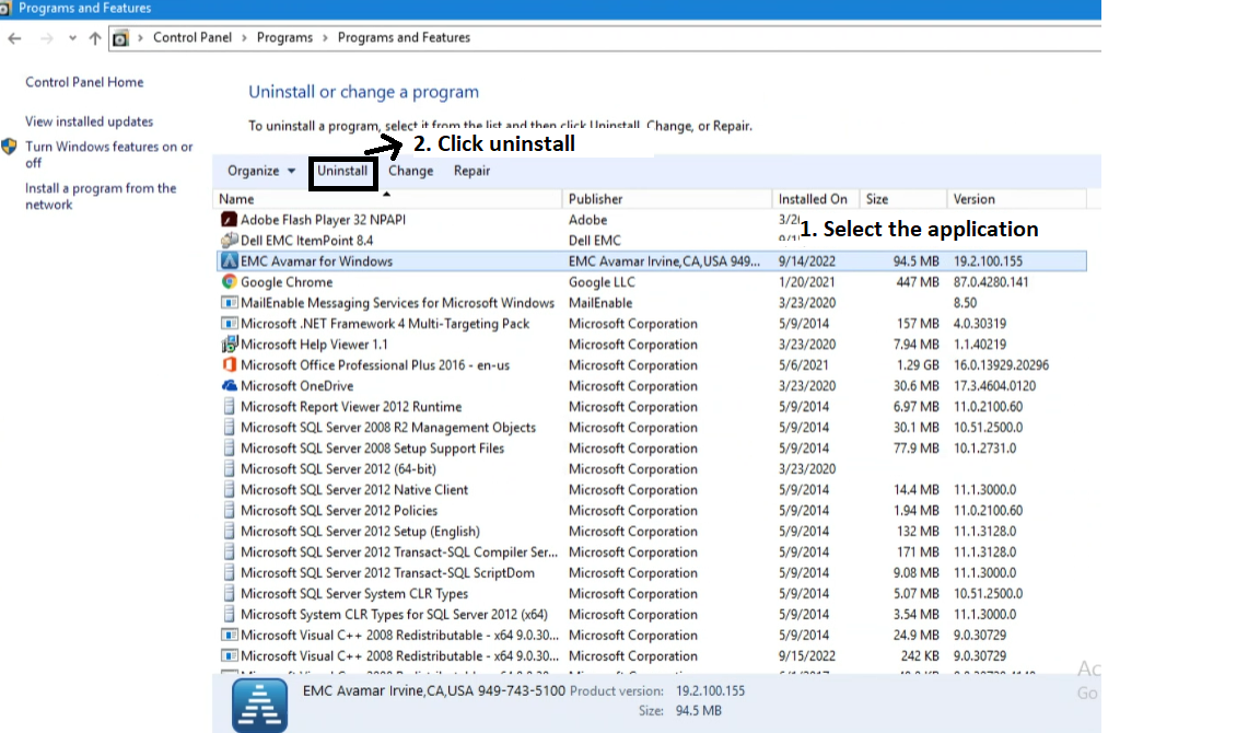Haga clic en Desinstalar