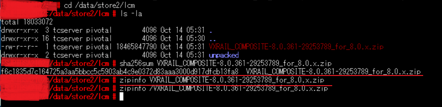Example zipinfo command output