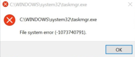 C：\WINDOWS\system32\taskmgr.exe 檔案系統錯誤 （-1073740791）