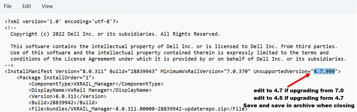 How to change the Unsupported Version to a different major family
