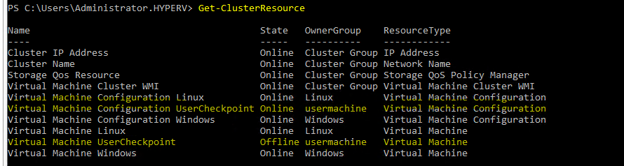 query the cluster resources