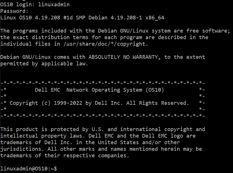 使用用户“linuxadmin”登录 linux 内核成功