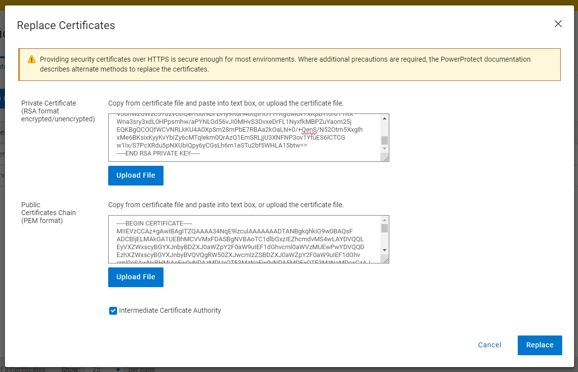 Replace certificates