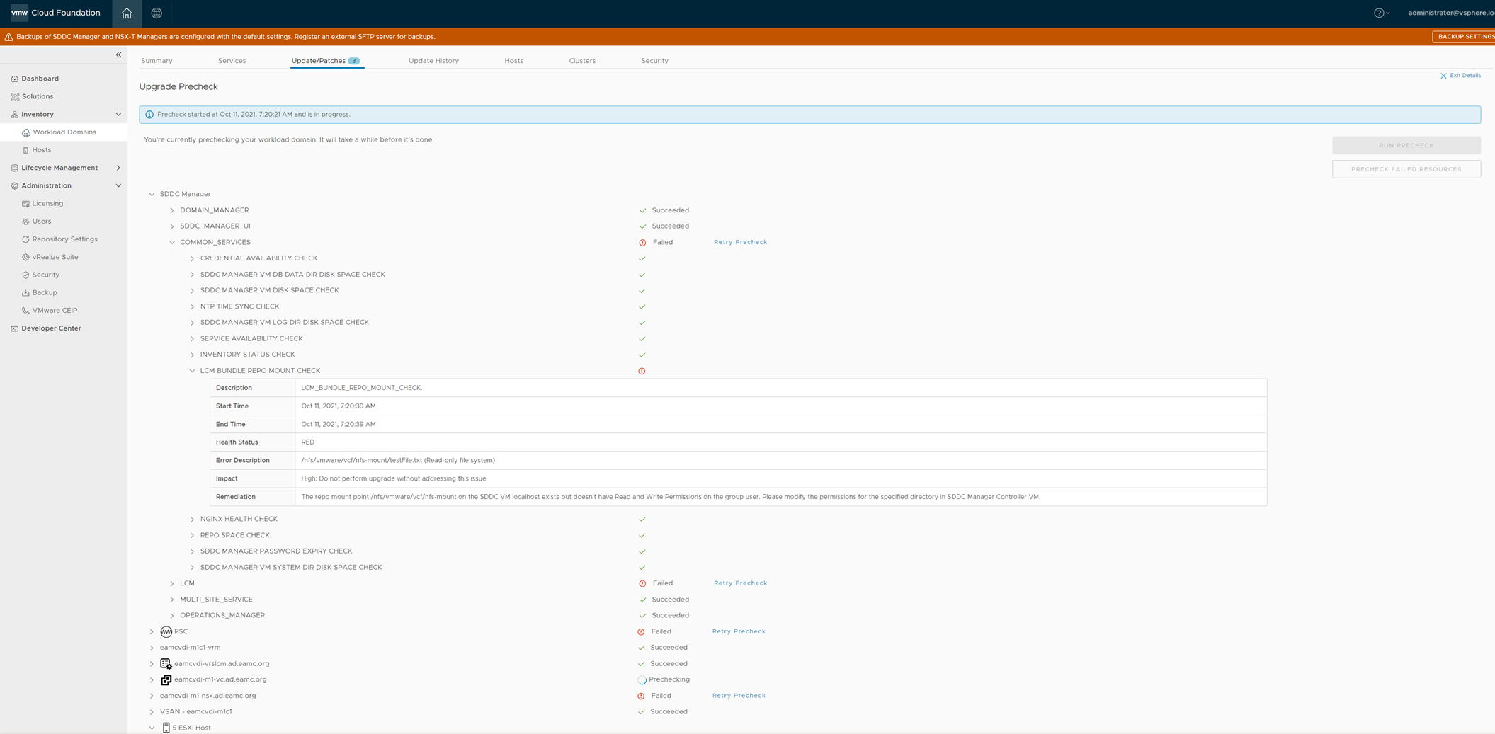 Repo Check VxRail: VCF on VxRail Upgrade Pre-Check Fails for LCM Bundle Repo Mount ...