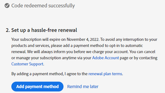 Configuring subscription renewal