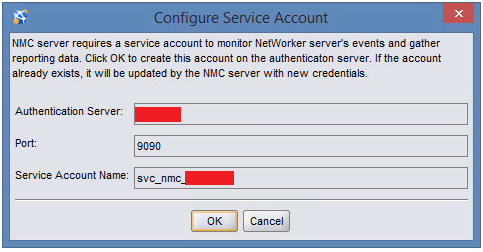 Screenshot of Configure Service Account