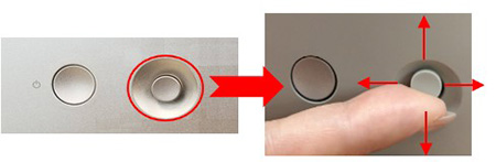 Joystick auf der Rückseite des Monitors